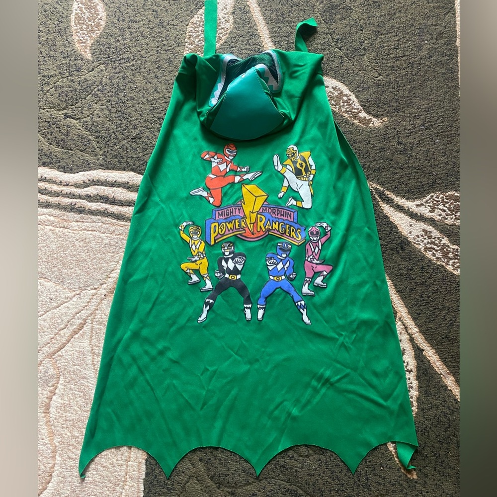 Vintage Mighty Morphin Power Rangers Kids Green Ranger Mask Cape
